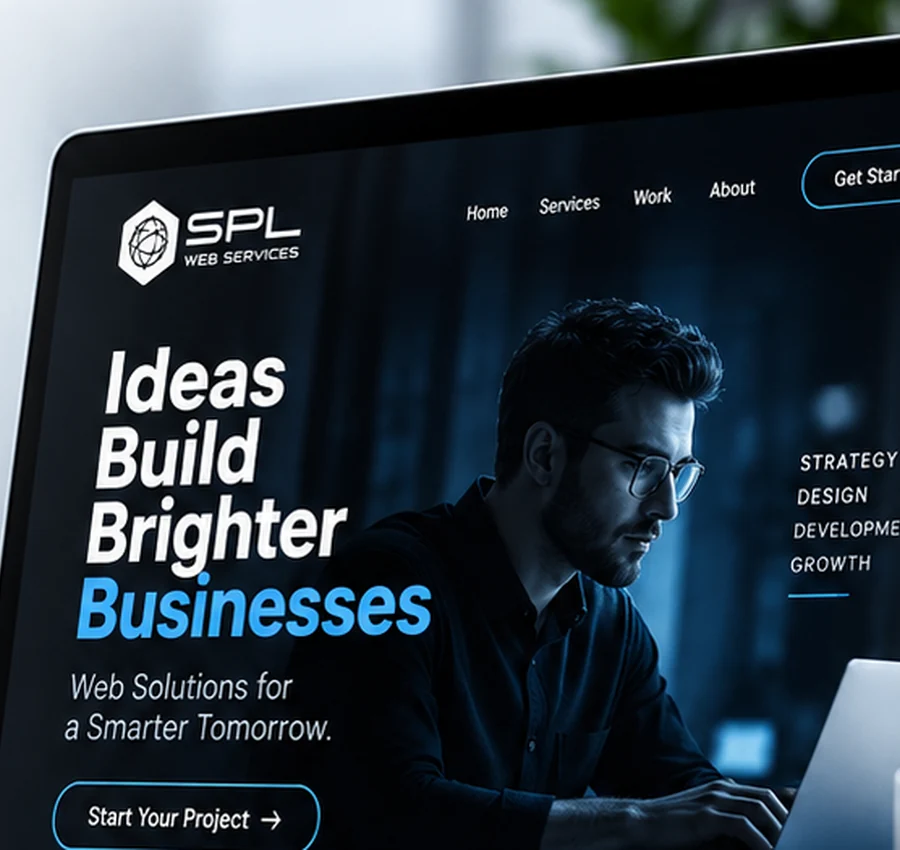 Illustrative SPL website design concept shown on a laptop
