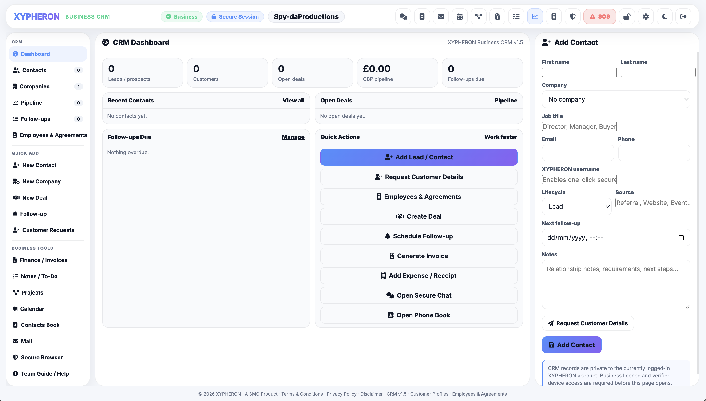 Business CRM project preview
