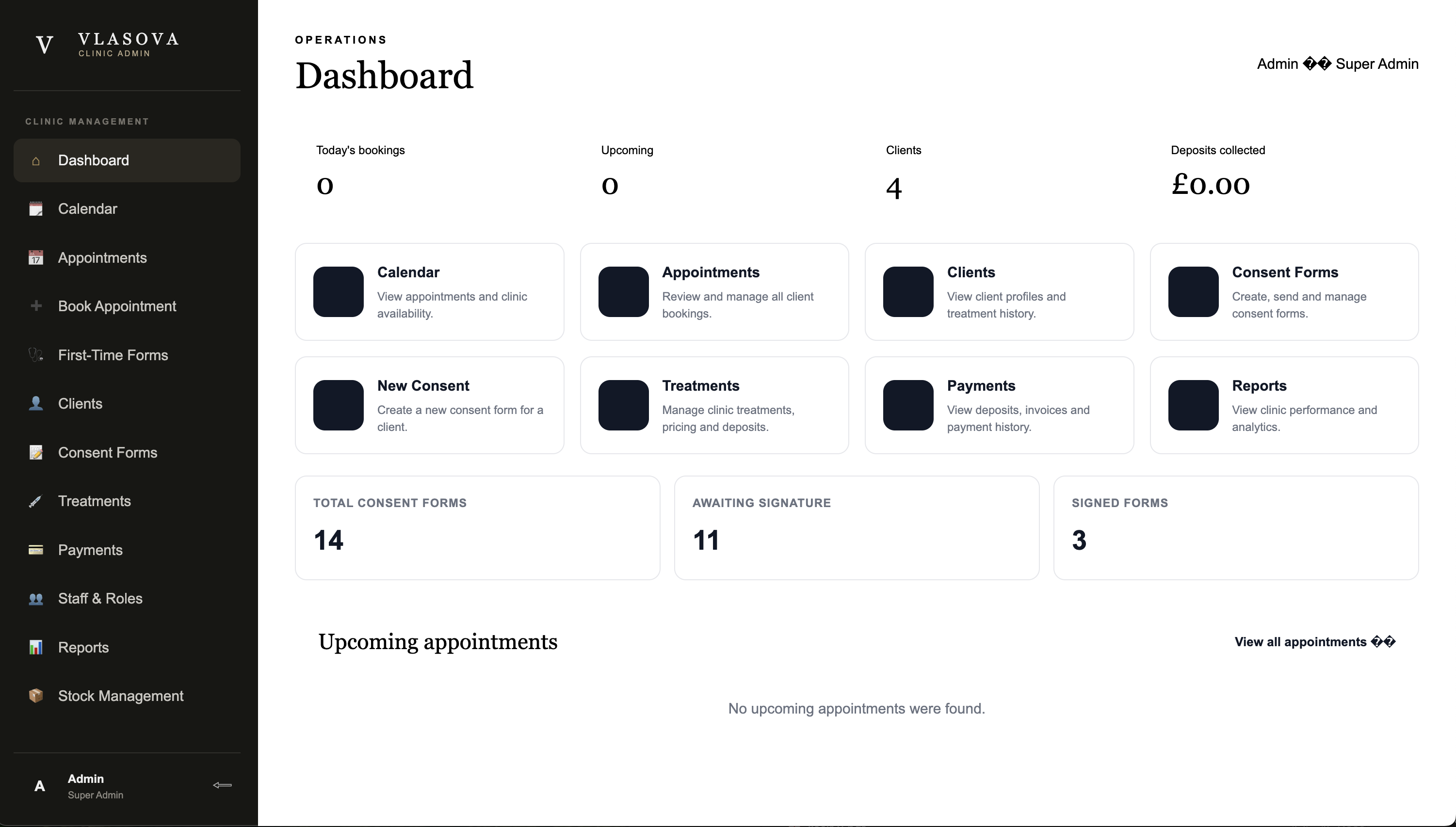 Vlasova Clinic Admin Dashboard project preview